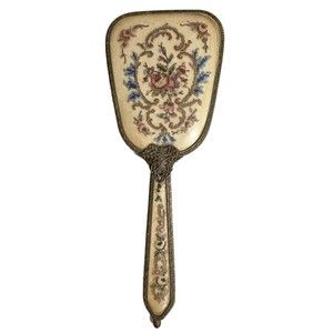Vintage Victorian Style Vanity Brush, Gold Metal Gilded In Delicate Filigree